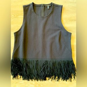 - J Crew Black fringe top, XL, NWT.